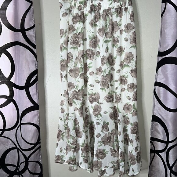 Floral chiffon midi skirt with ruffle hem - Picture 7 of 9